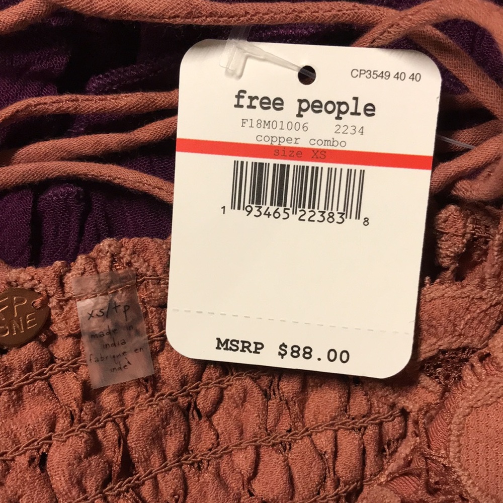 Free People Adella Slip Dress Copper Combo Size XS NWT - Picture 8 of 8